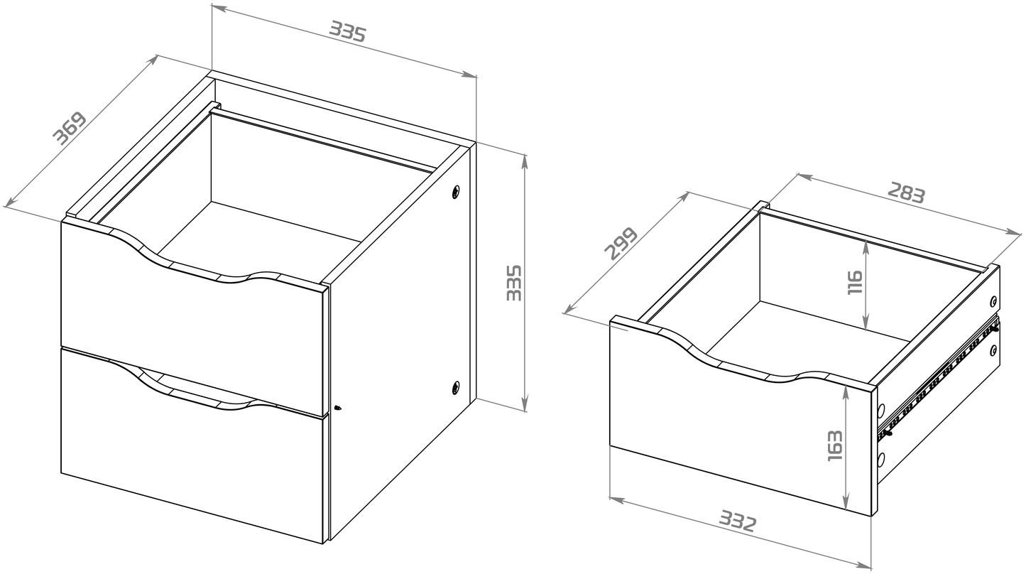 მოდული კარით და მეტალის სახელურით FORA, მუხისფერი