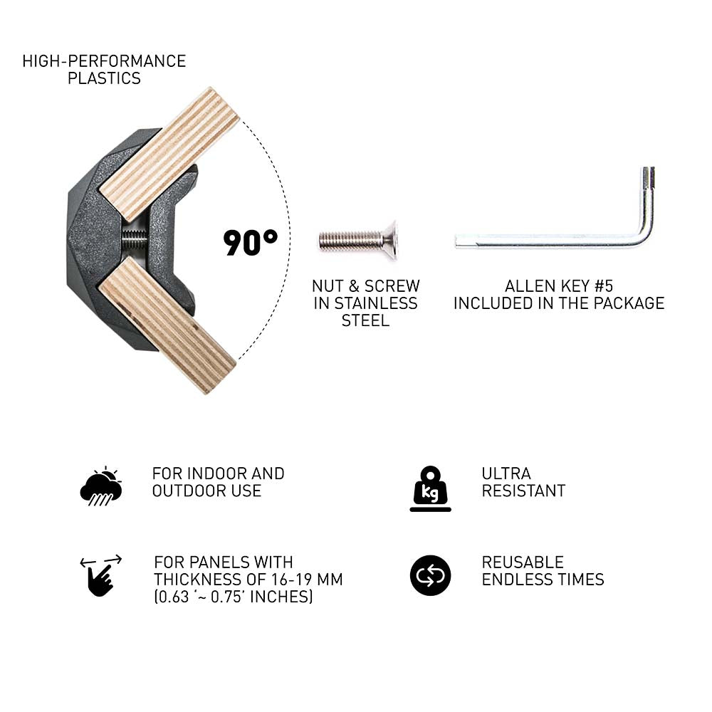 მაერთი 90 გრადუსი (4 ცალი) შავი