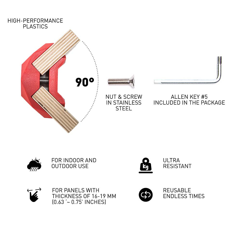 მაერთი 90 გრადუსი (4 ცალი) წითელი